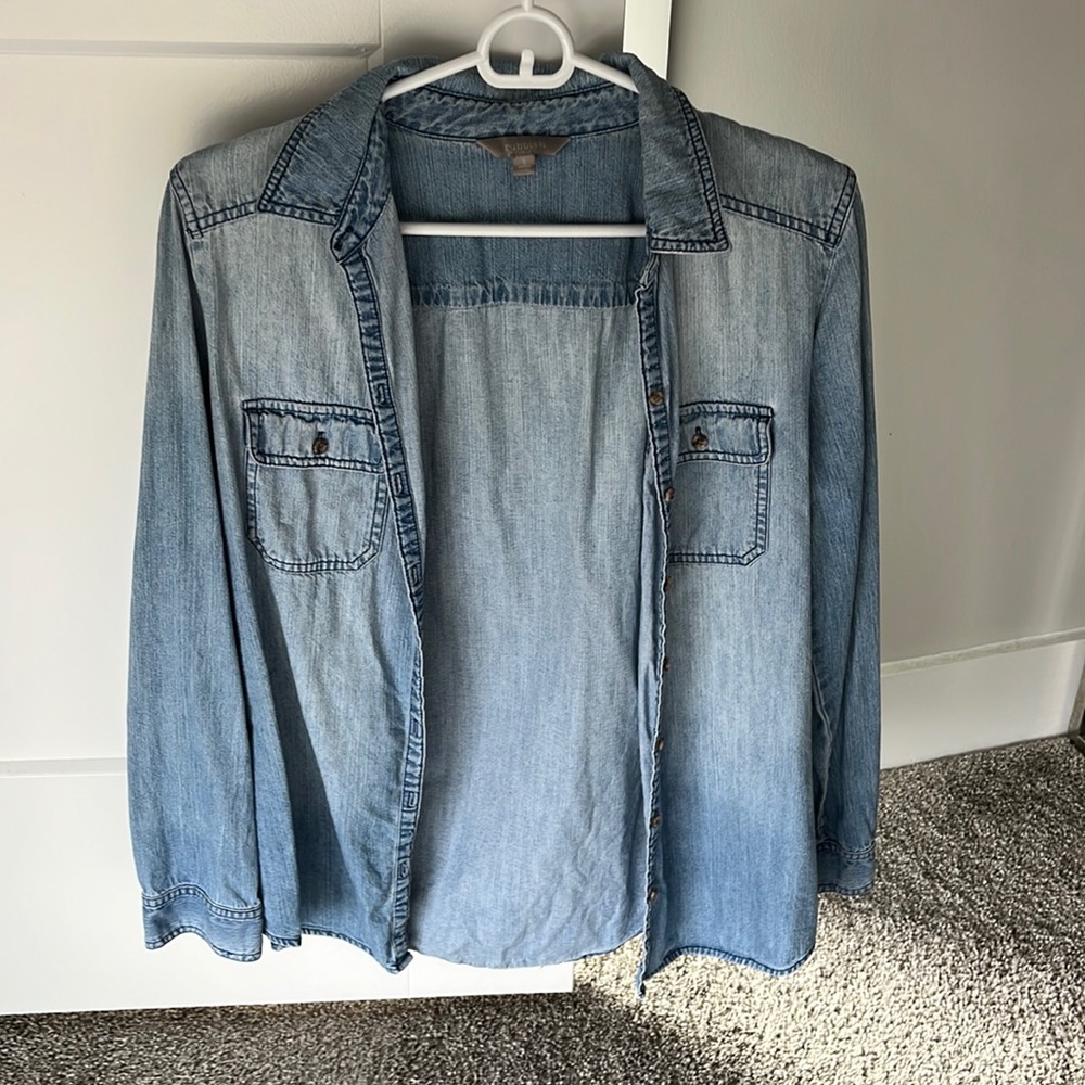 Oversized Denim Button-Down Shirt